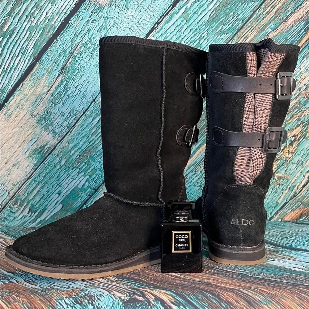 Aldo Black Suede Mid Winter Boots